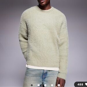 ASOS Men's Soft fuzzy sage Crewneck Sweater